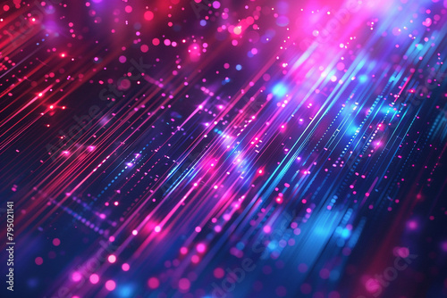 Digital technology abstract background with blurred lights and moving lights, in the style of precisionist line, 3D network connections with plexus design background Color theme red  photo