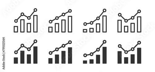 Graph growth icon. Arrow chart grow up vector. Graphic increase. Statistic profit progress.