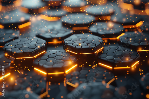 Abstract background with hexagons, 3D creative, illustration 