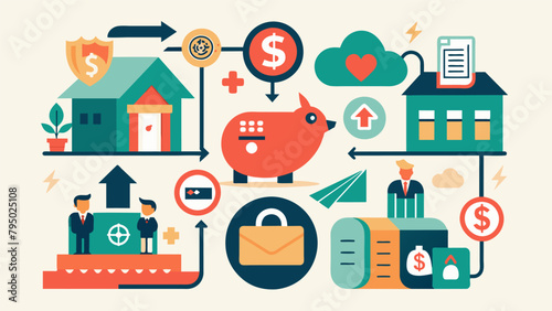 An infographic detailing the steps to building an emergency fund including strategies for saving and potential sources for extra income.