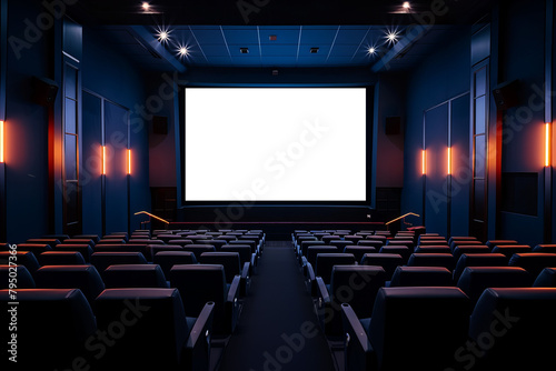  cinema hall with empty blank screen. png object isolated with transparent background, mockup, design, template, layout,