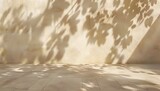 Abstract background of shadows on the wall, beige colors,  empty space for product presentation