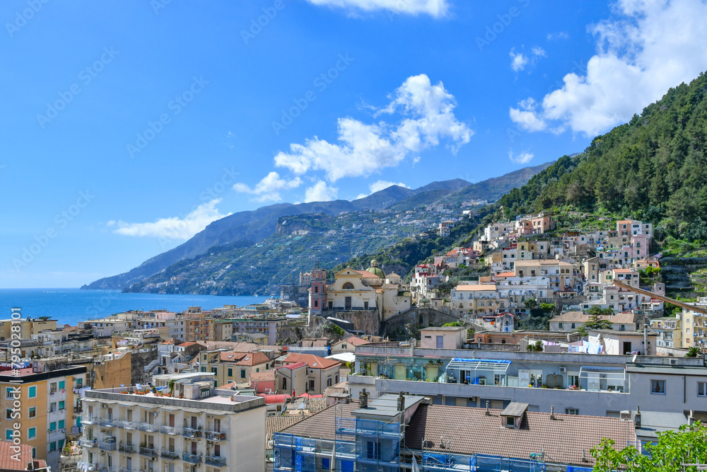 View of a town on the Amalfi coast in Italy