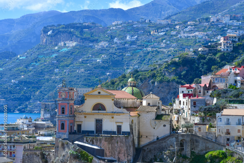 Obraz premium View of a town on the Amalfi coast in Italy