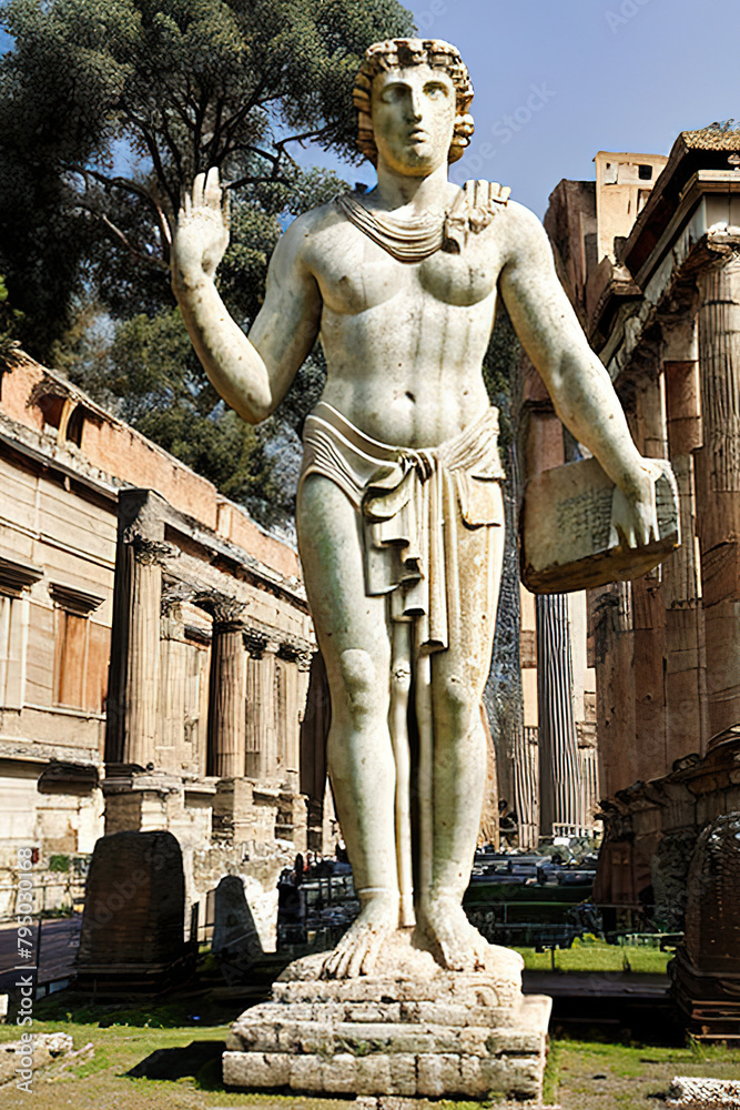 probable huge ancient statue of Ancient Rome, Ai generated illustration ...