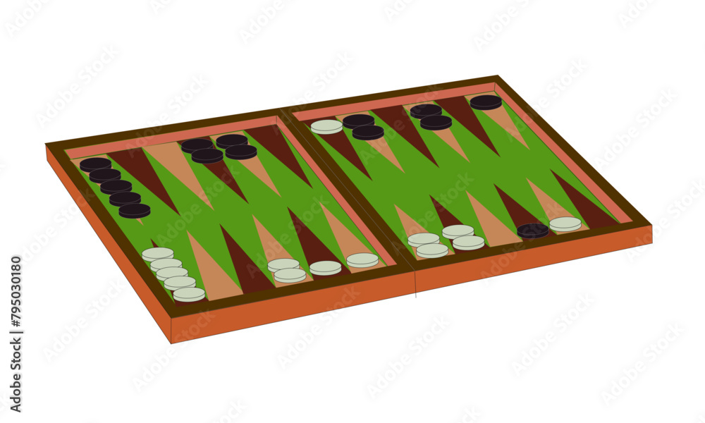 Plateau de backgammon sur fond blanc