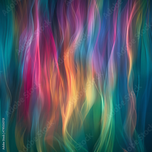 Colorful abstract painting with a flowing, wavy pattern.