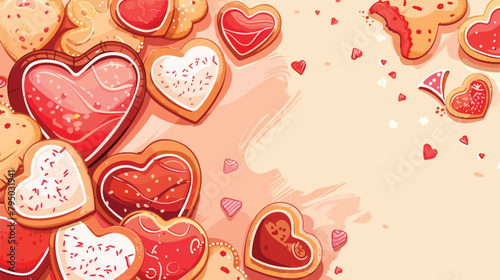 Festive banner for Valentines Day with heart shaped c