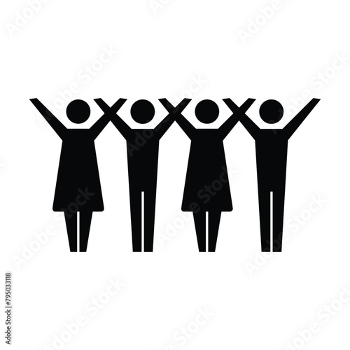 Community icon, people with love, unity and harmony society in a glyph pictogram illustration