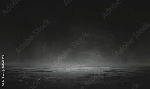 Enigmatic Misty Seascape - Fantasy 4K Wallpaper with Ethereal Atmosphere,Black background with white smoke, sea water reflection, fog and mist, dark atmosphere, fantasy style © Da