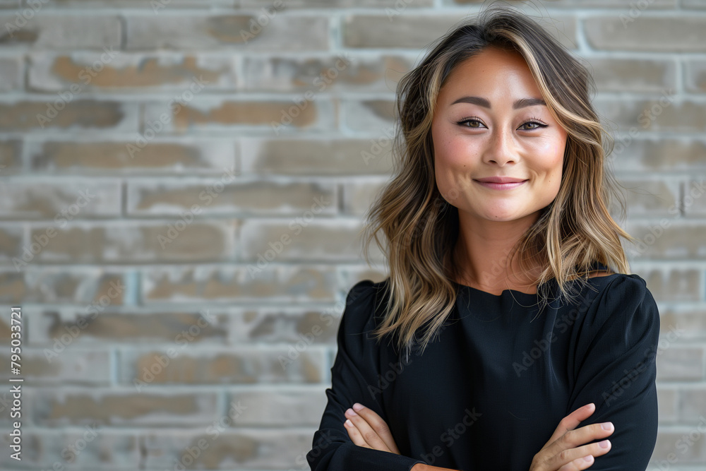 Professional Young Businesswoman with a Confident Smile in a Modern Office Setting
Professional Young Businesswoman with a Confident Smile in a Modern Office Setting