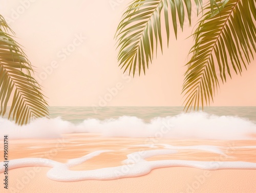 beautiful tropical beach background, peach warm color palette, Summer vacation and travel concept © mirifadapt