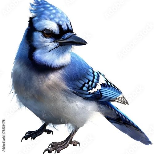Blue jay sitting isolate on a white background 