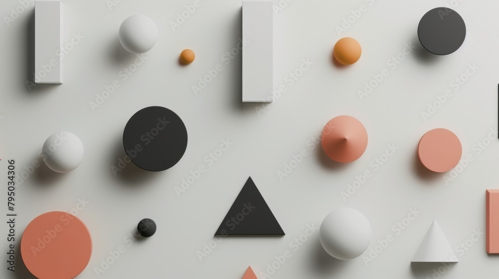 geometric figures with minimalist style 3d render