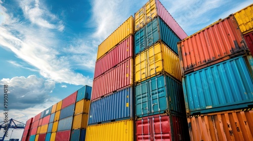 Stacks of freight containers ready for inspection at customs