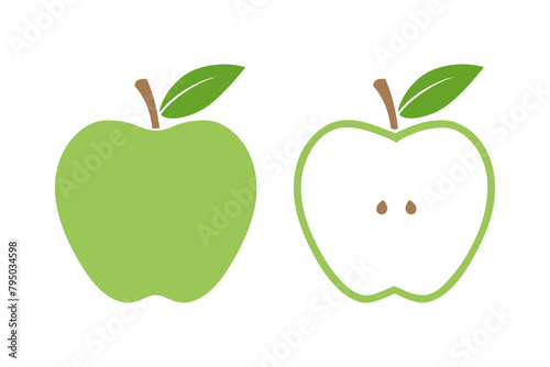 Apples graphic icons set. Fruits isolated signs on white background. Vector illustration