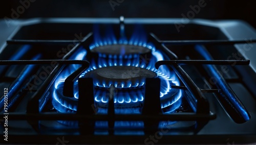 Gas stove with blue flame