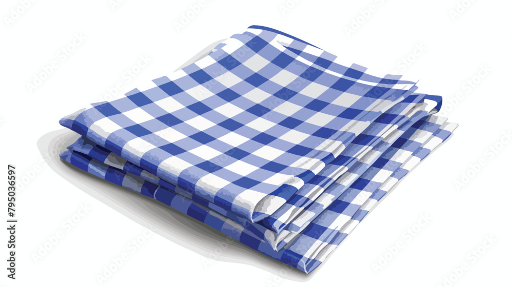 Folded checkered napkin on white background Vector illustration