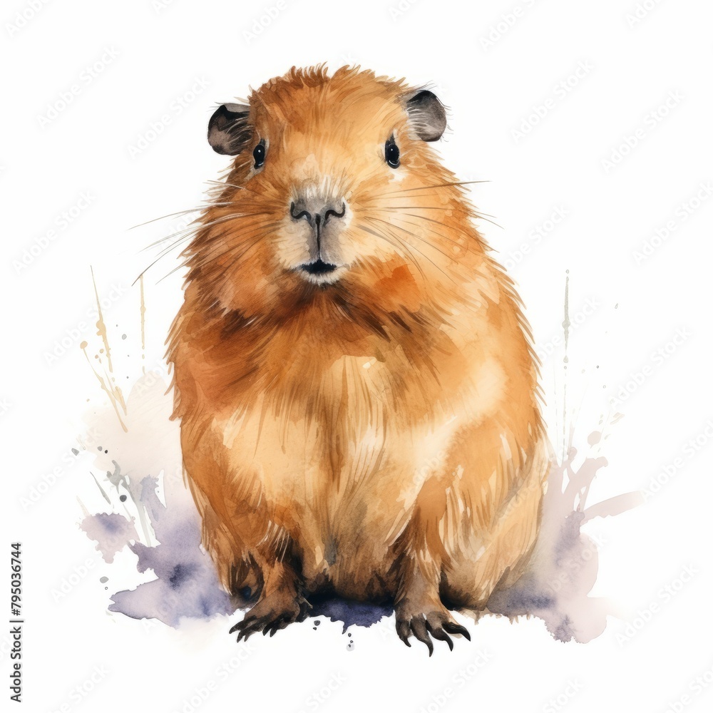 Delightful watercolor painting of a guinea pig, radiating charm and warmth with vibrant, expressive brush strokes. Delightful watercolor painting of a guinea pig, radiating charm and warmth with vibrant, expressive brush strokes.