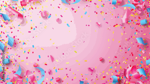 Frame made of colorful confetti on pink background Vector