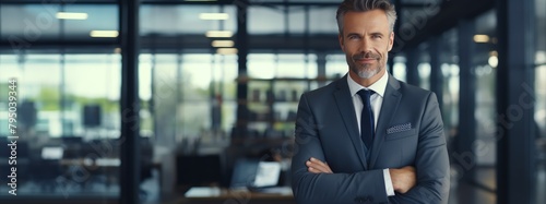 businessman with arms crossed in the office photo