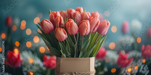 A vibrant bouquet of tulips blooms, radiating romantic charm and celebrating the beauty of nature in spring. #795039790