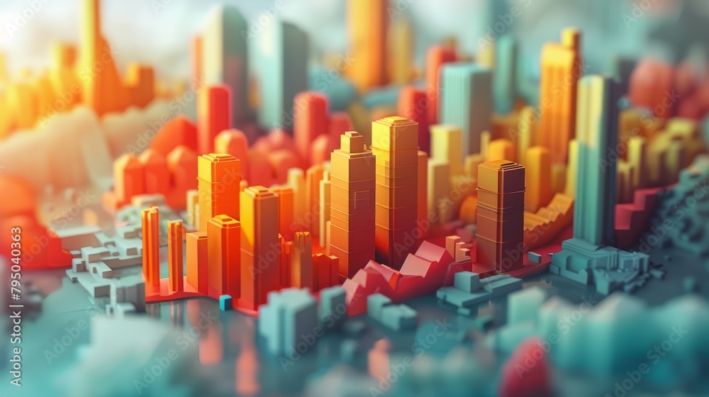 A 3D rendering of a city made of colorful blocks. A 3D rendering of a city made of colorful blocks.