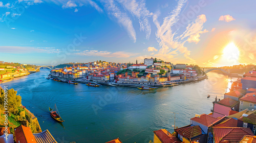 Porto Portugal. Panoramic view of the old town 