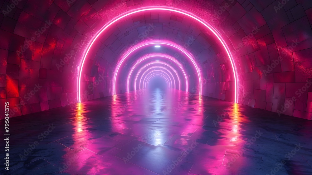 Mesmerizing Cosmic Tunnel of Glowing Neon Lights and Vibrant Hues