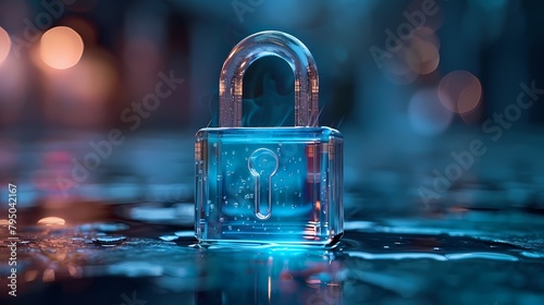 A clear lock icon on a solid background