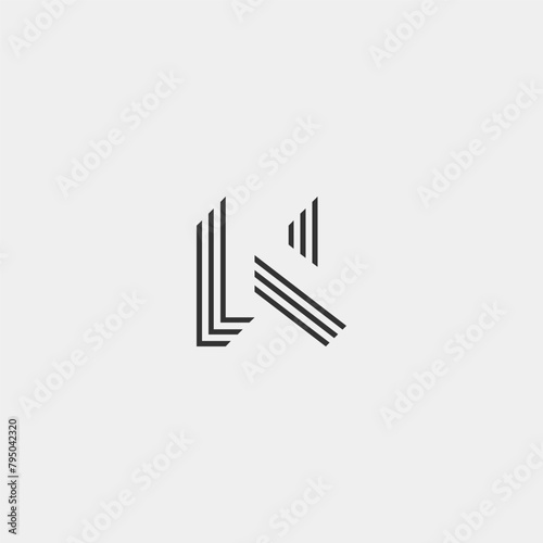 N letter initial logo in stacked lines contemporary style - black and white.