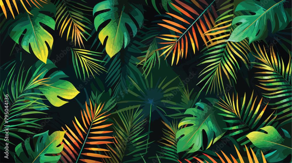 Summer tropical leaves exotical plants palm jungle le