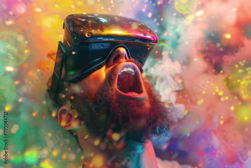 Wallpaper Mural A man wearing a virtual reality headset is screaming Torontodigital.ca