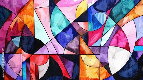 Abstract Art created with copic markers showcasing geometric shapes photo