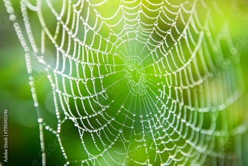 Dew-Kissed Spider Web Shimmering in Soft Morning Light
