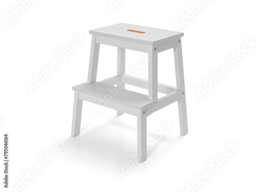 Modern step stool -Wood ladder isolated on white background, including clipping path
