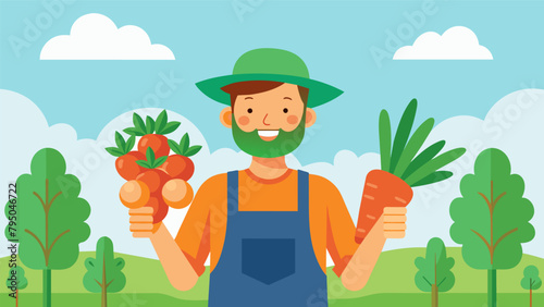 A gardener happily holding a handful of organic carrots highlighting the costeffectiveness of growing your own vegetables in a community photo