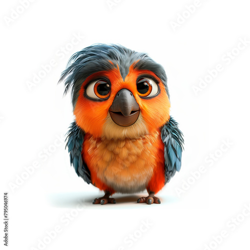 Small Orange and Blue Bird With Big Eyes. Generative AI