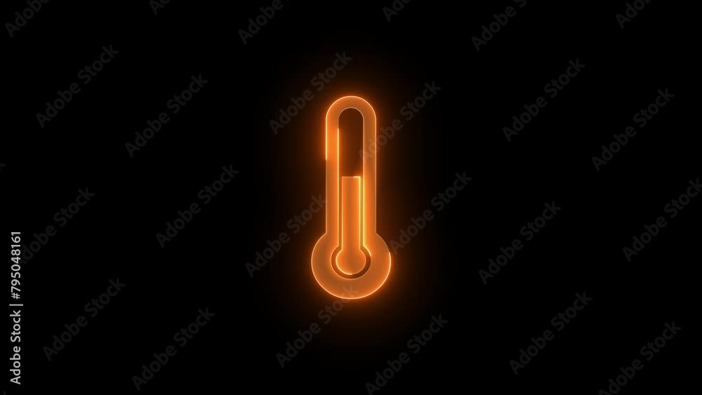 Thermometer icon glowing neon brown color animation black background Thermometer icon glowing neon brown color animation black background