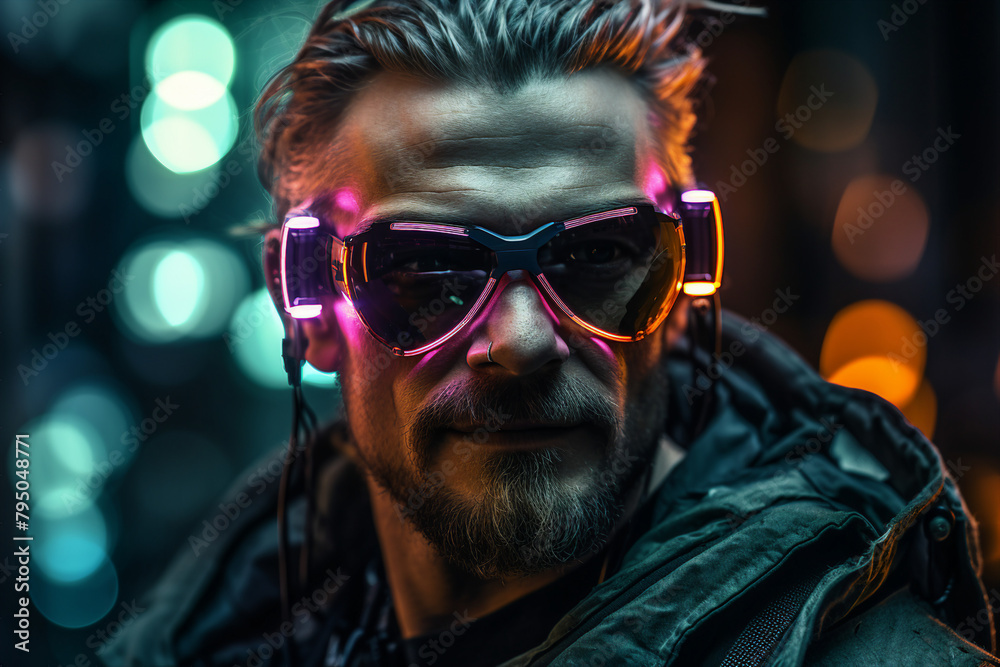 Portrait of a sci-fi cyberpunk person futuristic man from the future cyberpunk Generative AI Portrait of a sci-fi cyberpunk person futuristic man from the future cyberpunk Generative AI