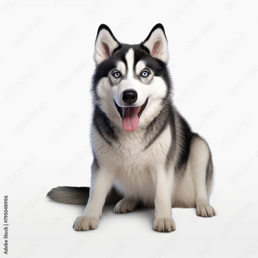 Siberian Husky isolated on white background. Cute dogs