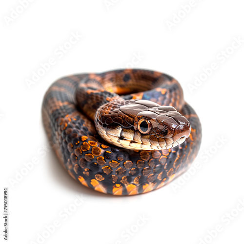 Close Up of Snake on White Background. Generative AI
