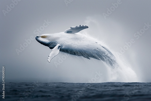 Humpback whale jumping above the water