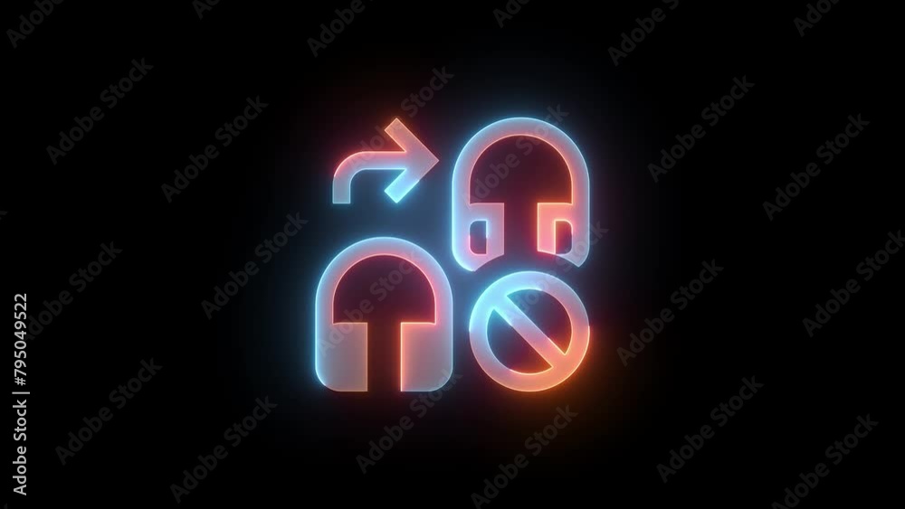 Neon headphones sharing off arrow icon brown cyan color glowing animated black background Neon headphones sharing off arrow icon brown cyan color glowing animated black background