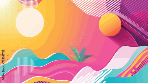Summer sale colorful banner with trendy abstract geom photo