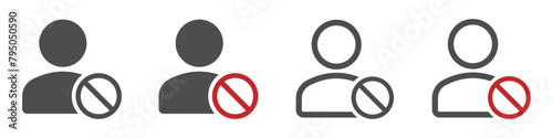Blocked user flat icon sign. Block profile vector icons