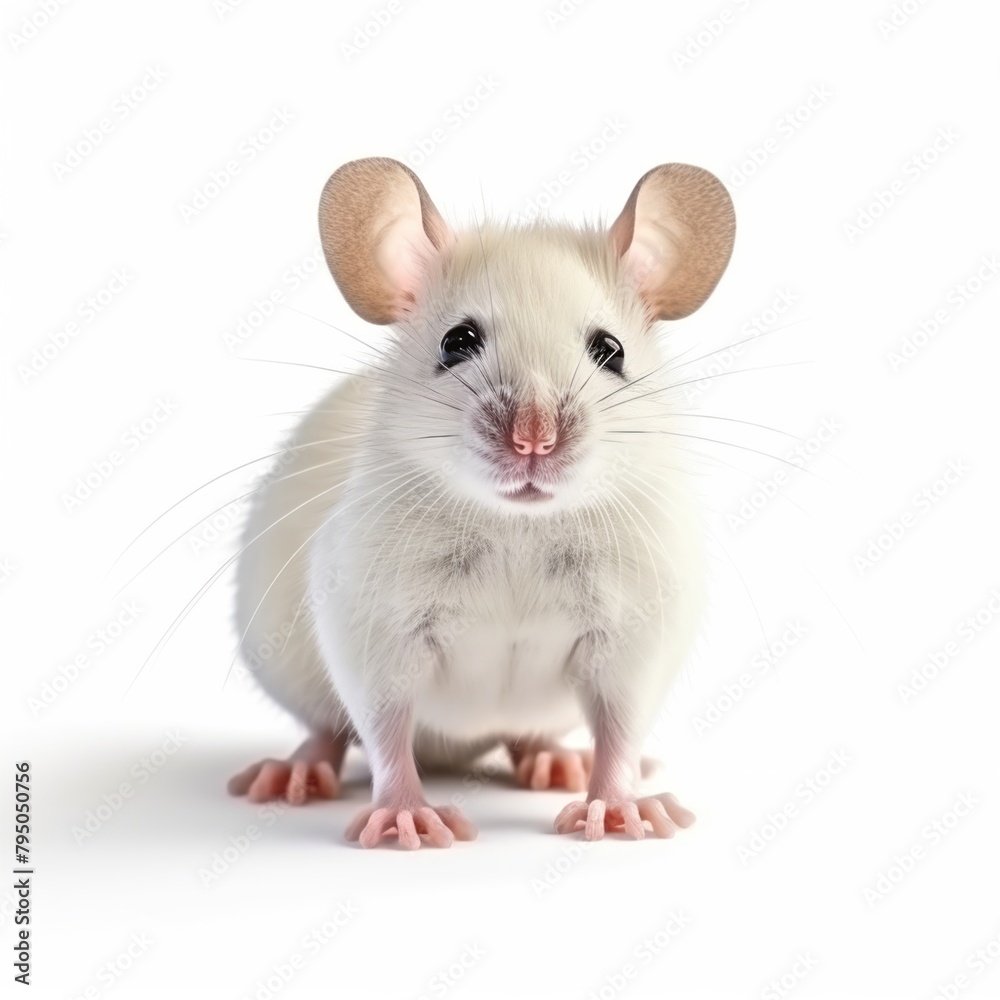 Wood mouse with cute brown eyes isolated on white background