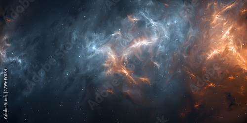 Digital winds carrying virtual particles of information. A realistic portrayal of a space nebula with vibrant colors.
