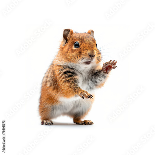 Brown and White Hamster Standing on Hind Legs. Generative AI