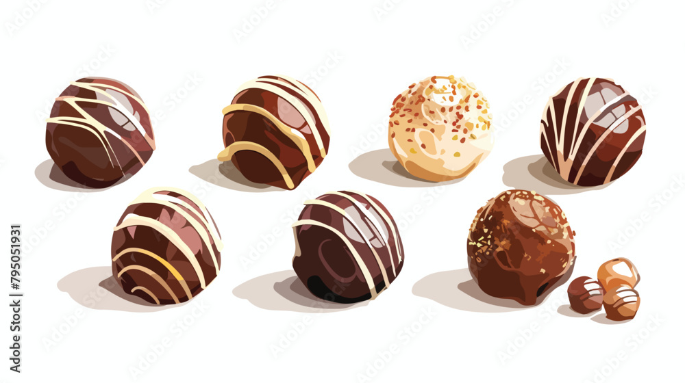 Tasty sweet truffles on white background Vector illustration